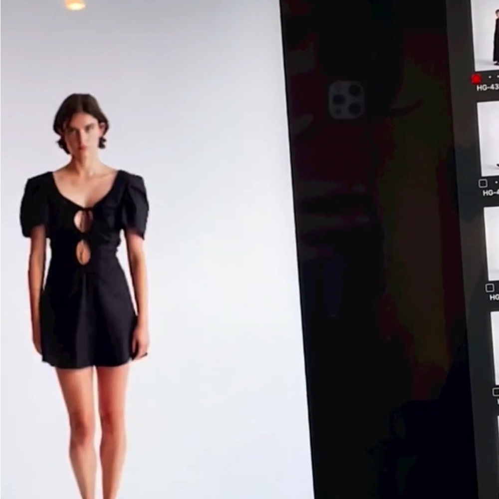 Thakoon Ruched open back mini black dress NWT